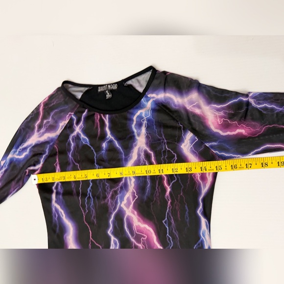 DOLLS KILL CURRENT MOOD MESH LIGHTNING LONG SLEEVE DRESS SIZE SMALL - Picture 8 of 9